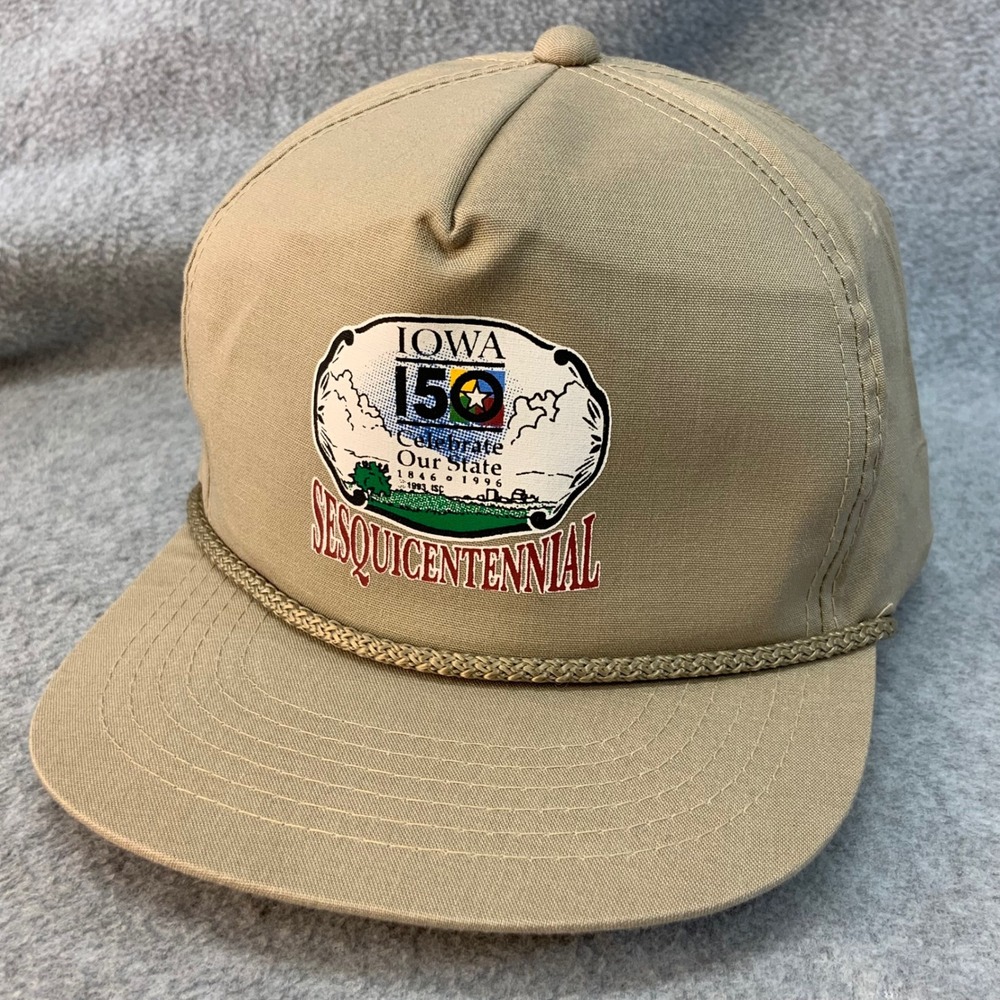 Iowa 150 Sesquicentennial Mens Tan The Sportsman Rope Hat Vintage 1996 OSFA
